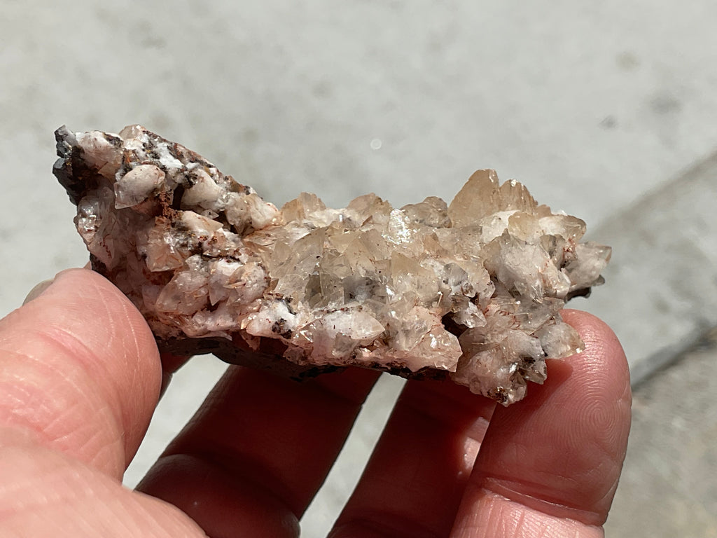68g Diamond Calcite on Black Siderite with Red Hematite Specimen 5A