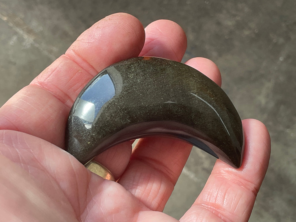 43g Gold Sheen Obsidian Crescent Moon 2B