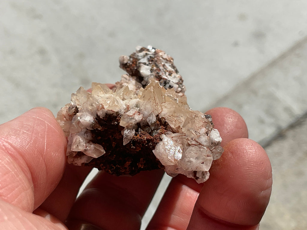 68g Diamond Calcite on Black Siderite with Red Hematite Specimen 5A