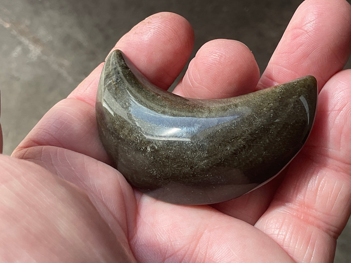 43g Gold Sheen Obsidian Crescent Moon 2B