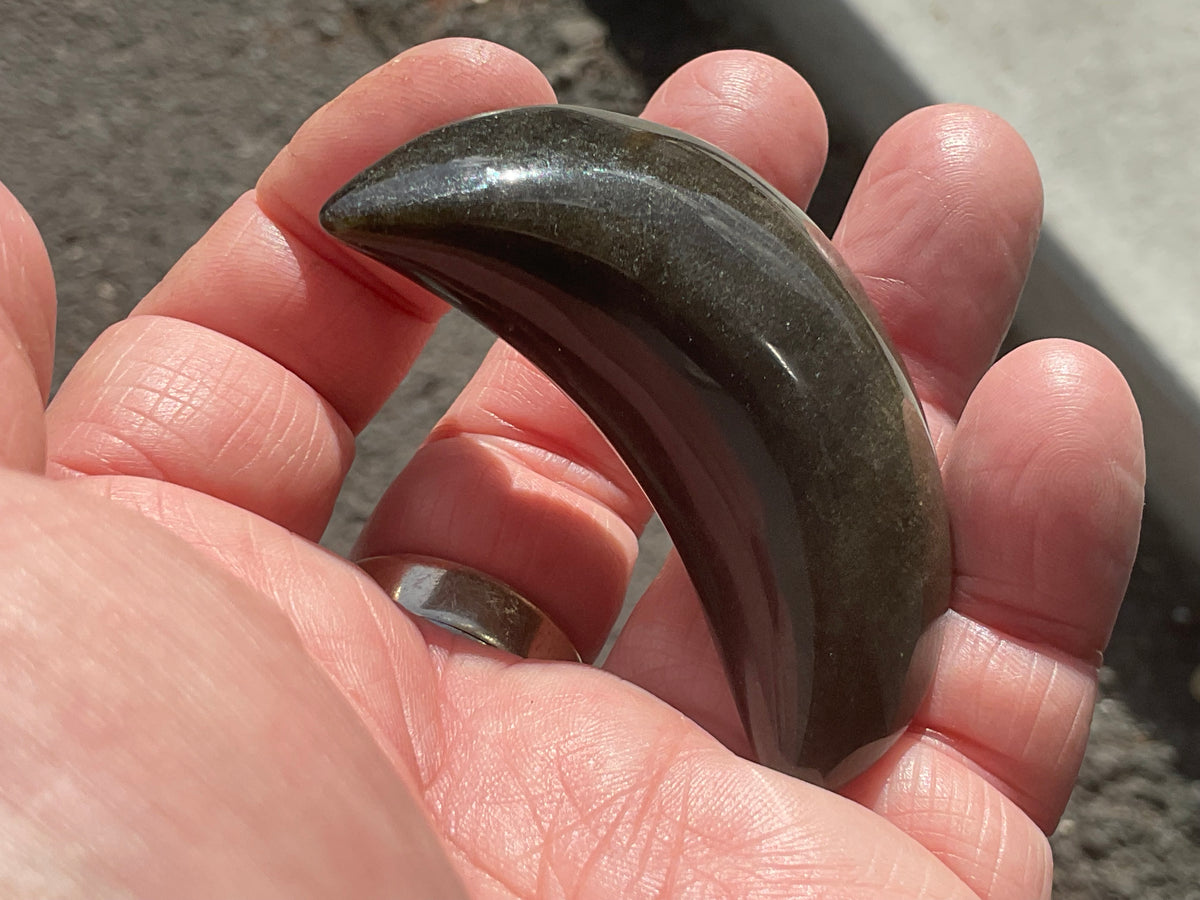 43g Gold Sheen Obsidian Crescent Moon 2B
