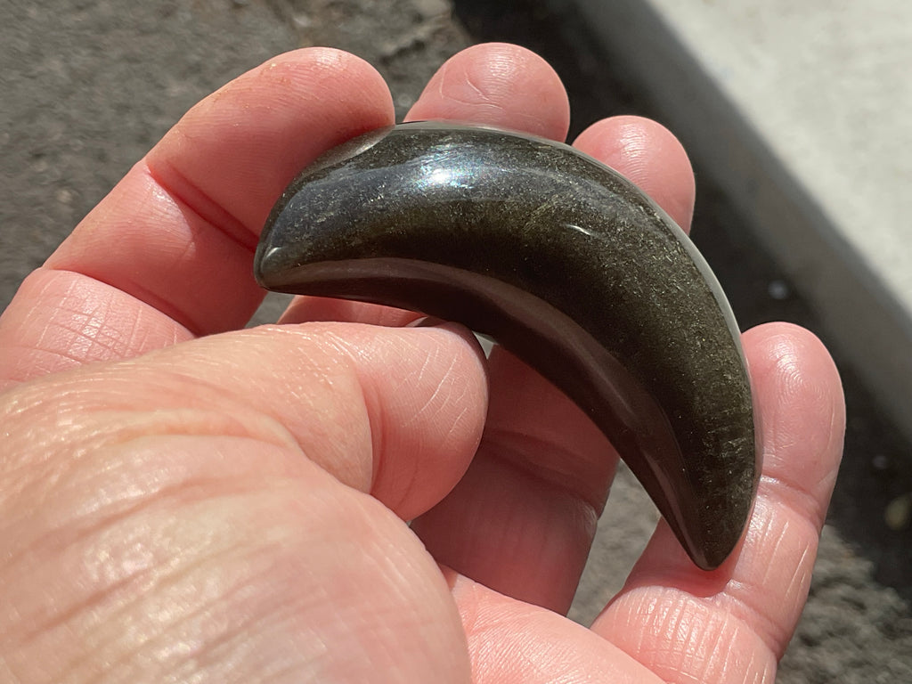 43g Gold Sheen Obsidian Crescent Moon 2B