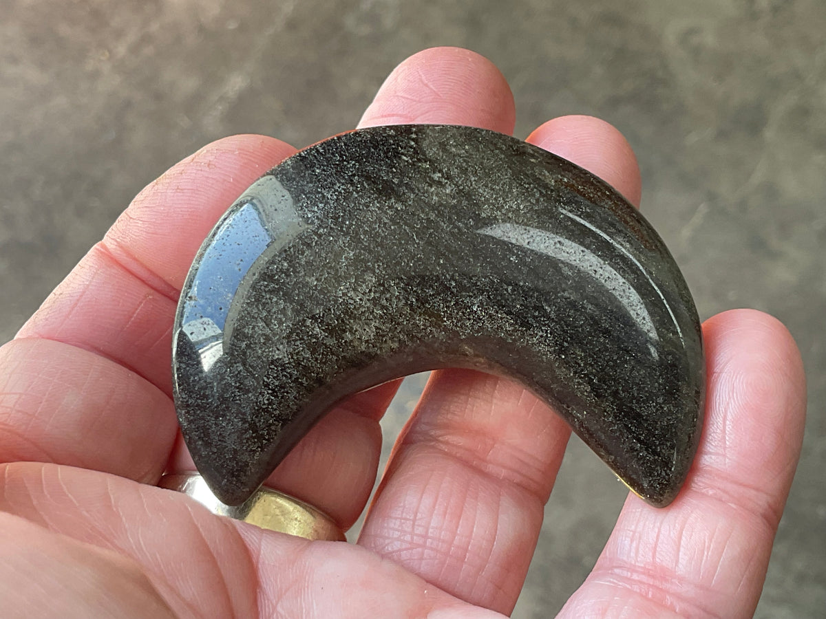 40g Gold Sheen Obsidian Crescent Moon 2C