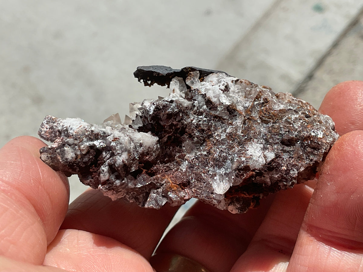 68g Diamond Calcite on Black Siderite with Red Hematite Specimen 5B