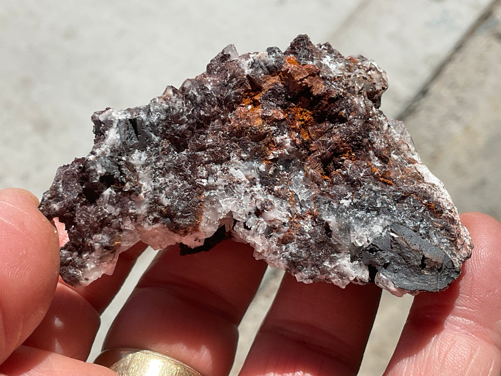 68g Diamond Calcite on Black Siderite with Red Hematite Specimen 5B