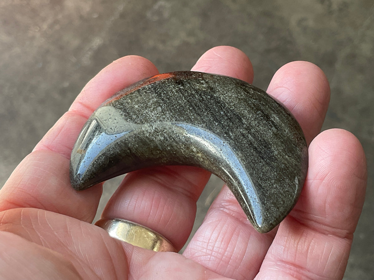 40g Gold Sheen Obsidian Crescent Moon 2C