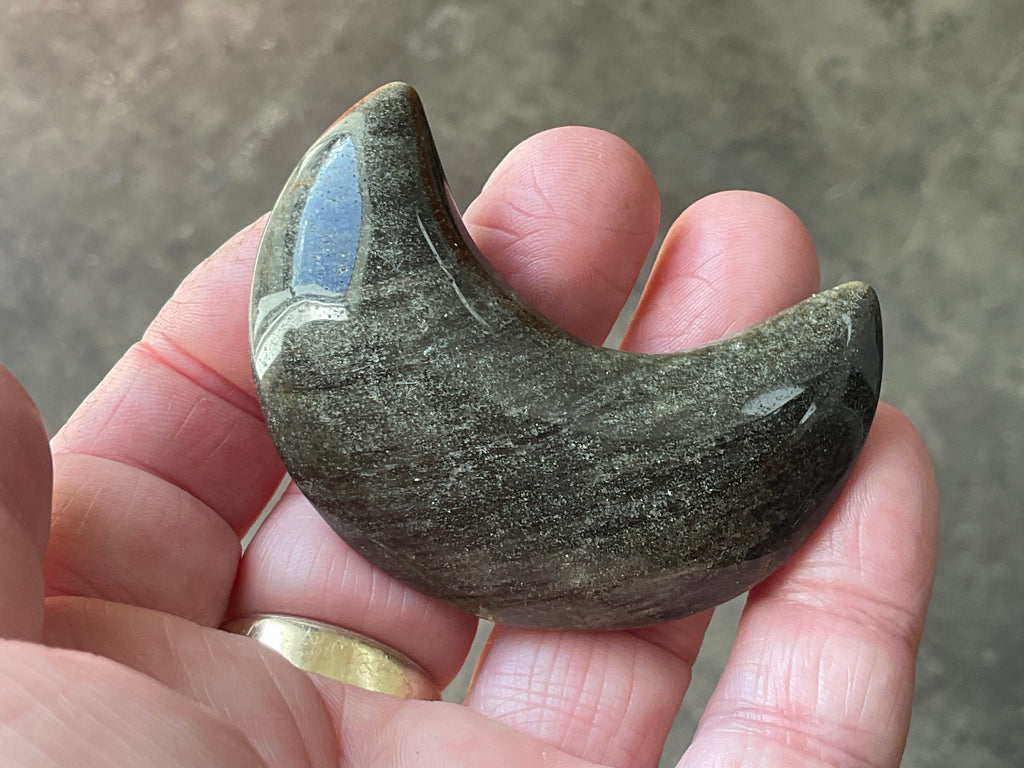 40g Gold Sheen Obsidian Crescent Moon 2C