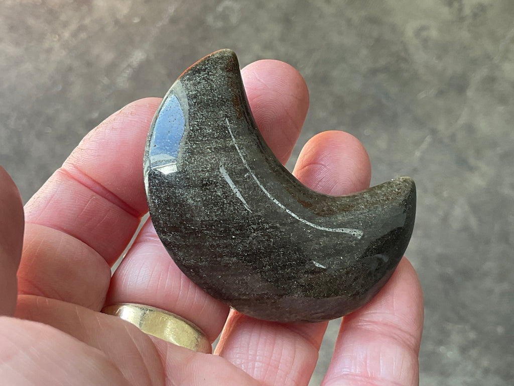 40g Gold Sheen Obsidian Crescent Moon 2C