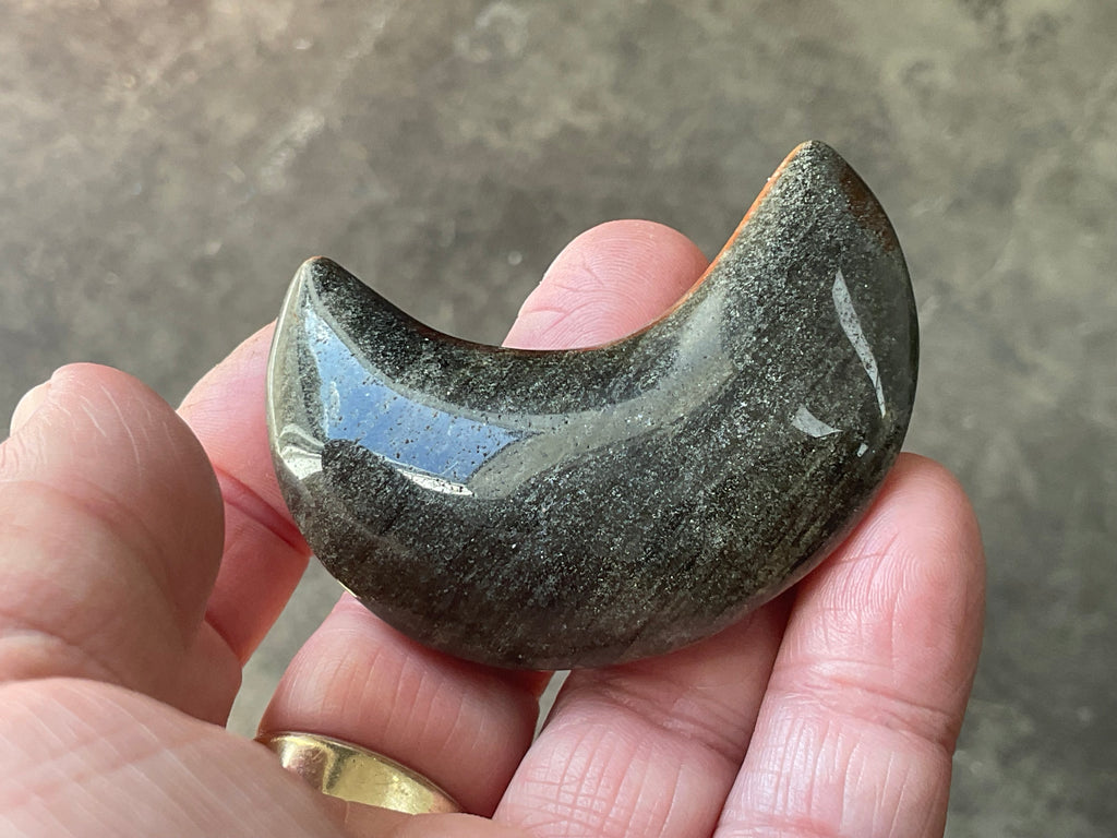 40g Gold Sheen Obsidian Crescent Moon 2C
