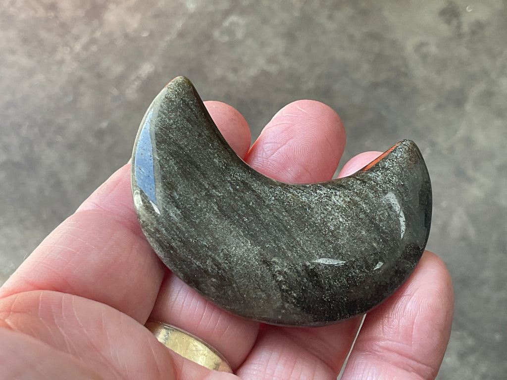 40g Gold Sheen Obsidian Crescent Moon 2C