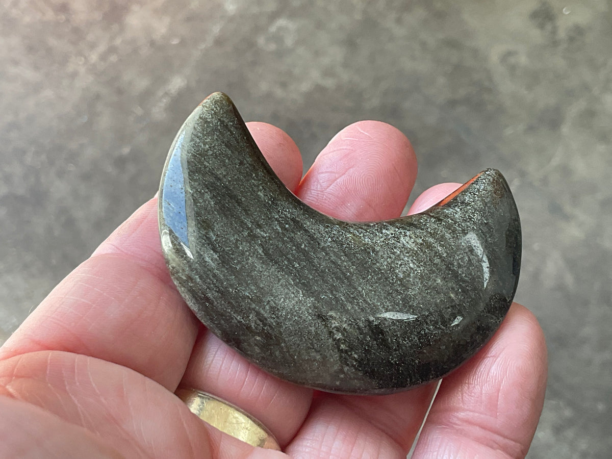 40g Gold Sheen Obsidian Crescent Moon 2C