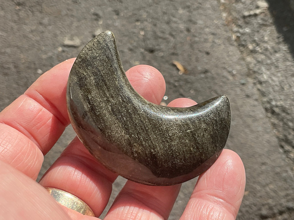 40g Gold Sheen Obsidian Crescent Moon 2C