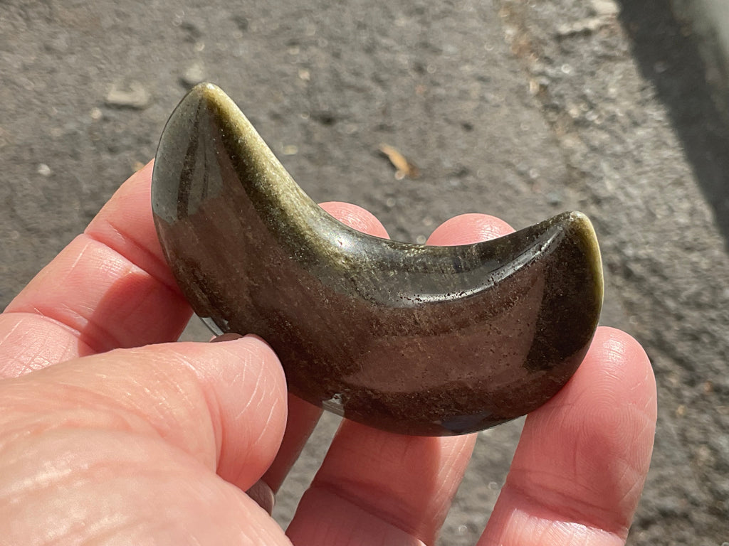 40g Gold Sheen Obsidian Crescent Moon 2C
