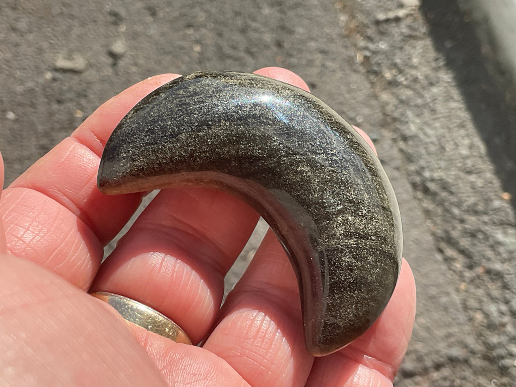 40g Gold Sheen Obsidian Crescent Moon 2C