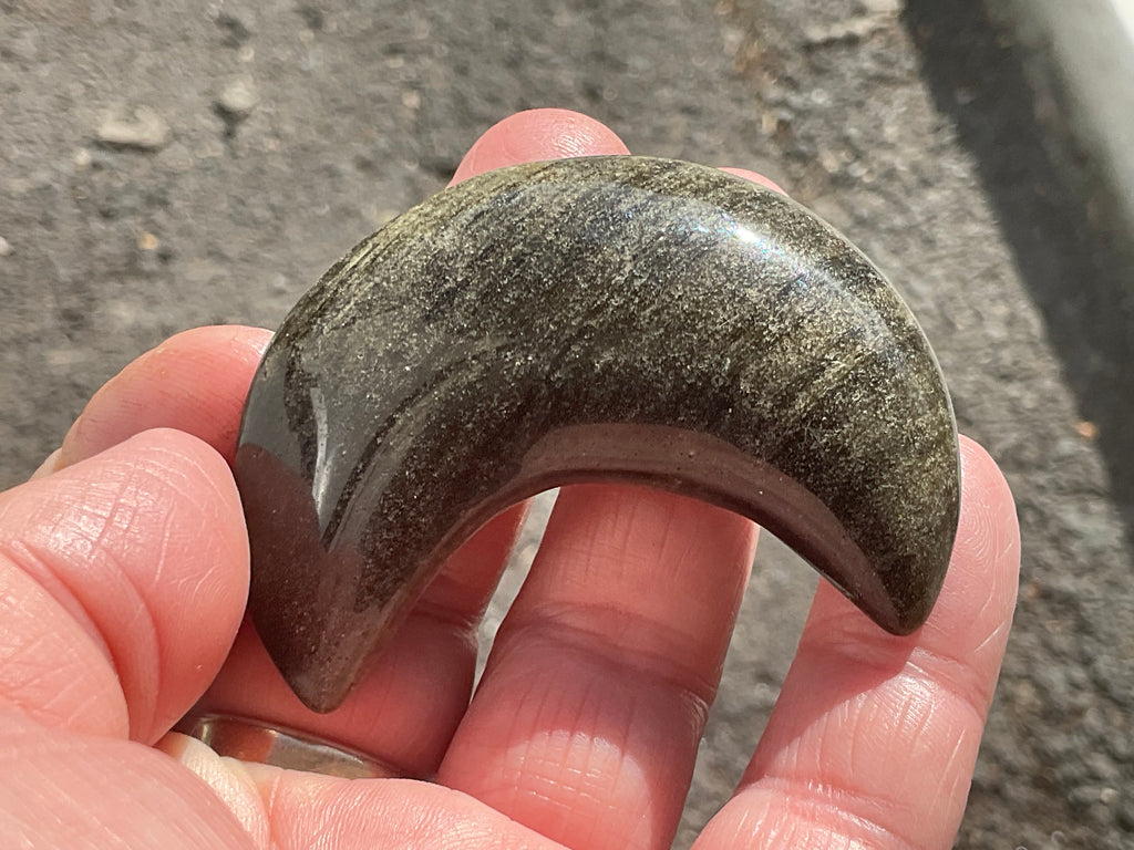 40g Gold Sheen Obsidian Crescent Moon 2C