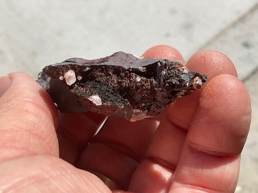 70g Diamond Calcite on Black Siderite with Red Hematite Specimen 5C