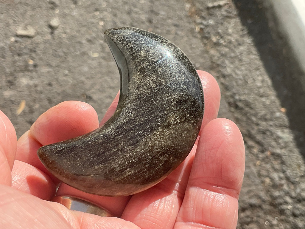 40g Gold Sheen Obsidian Crescent Moon 2C