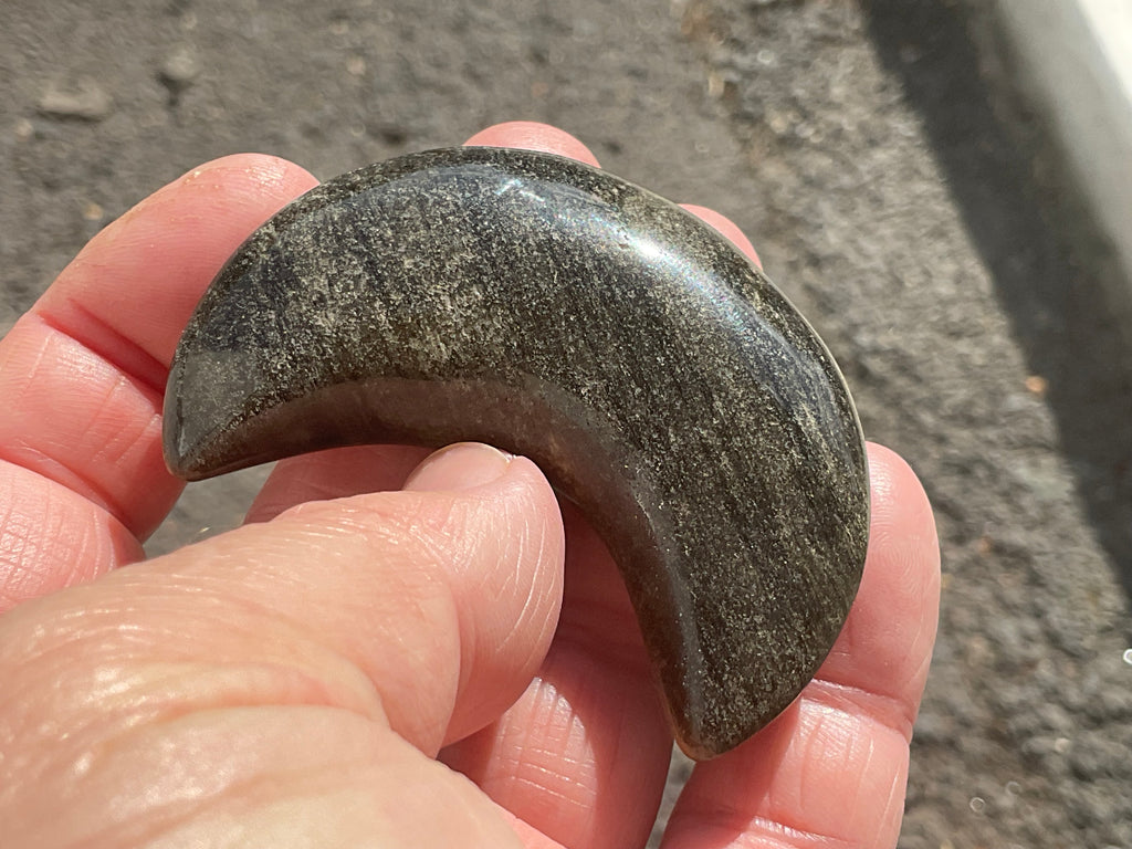 40g Gold Sheen Obsidian Crescent Moon 2C