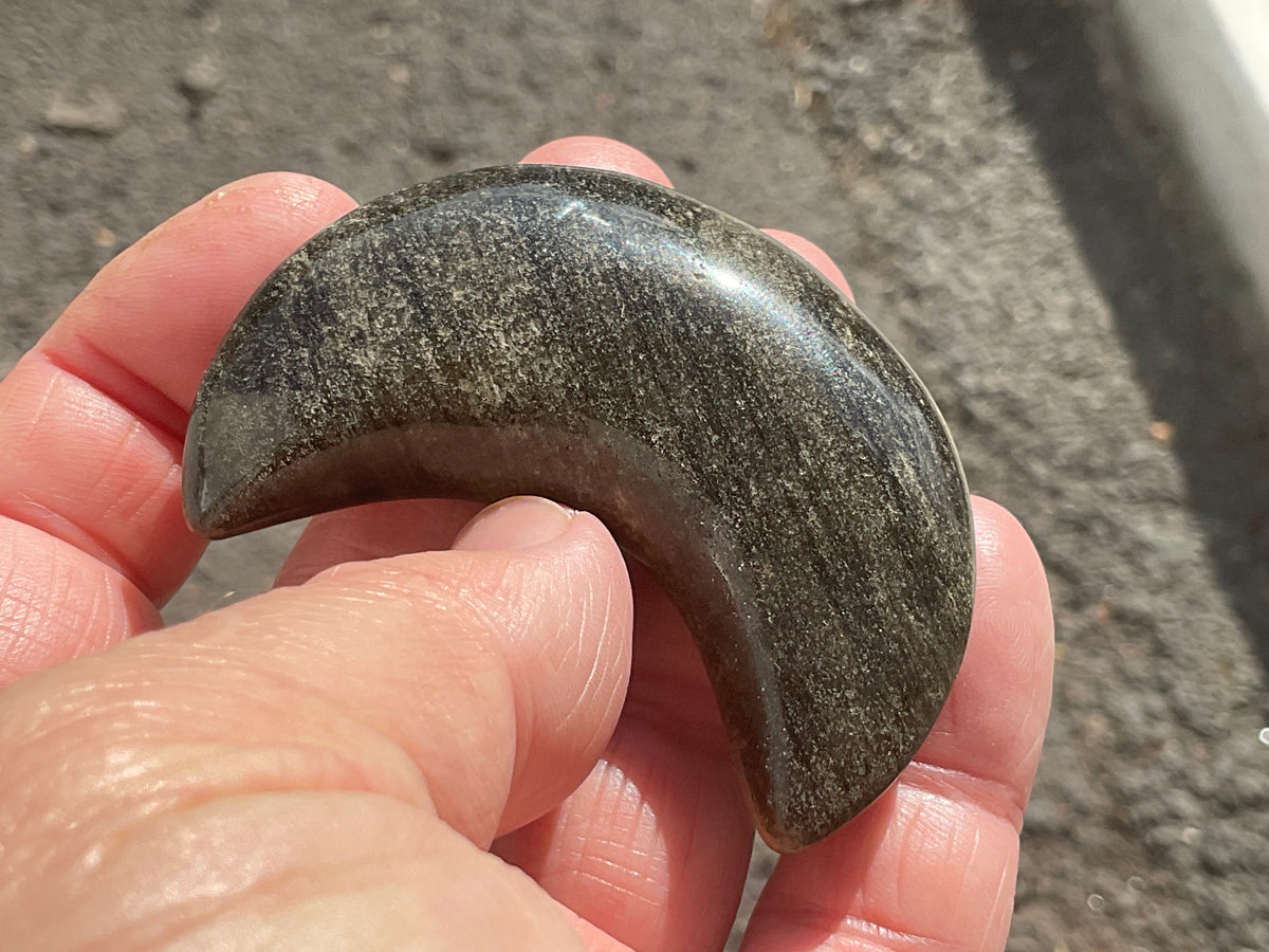 40g Gold Sheen Obsidian Crescent Moon 2C