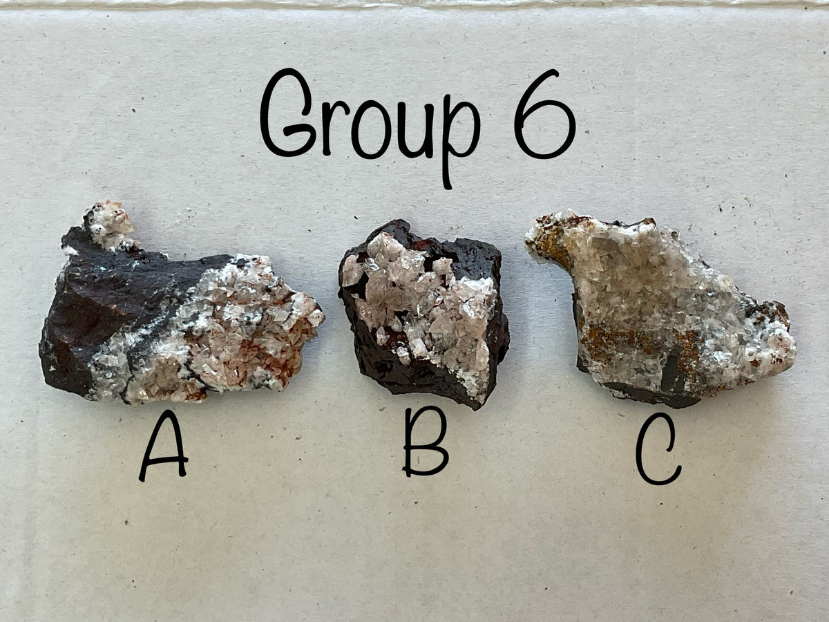 76g Diamond Calcite on Black Siderite with Red Hematite Specimen 6A