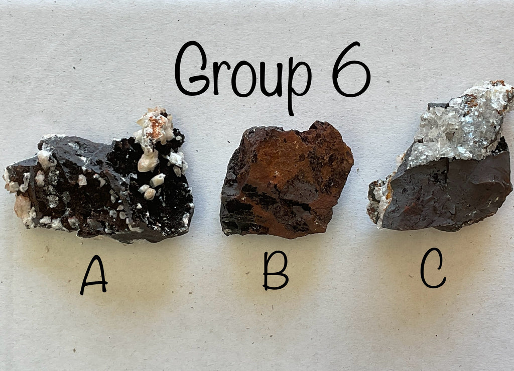 88g Diamond Calcite on Black Siderite with Red Hematite Specimen 6B