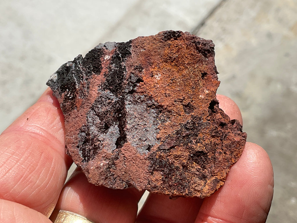 88g Diamond Calcite on Black Siderite with Red Hematite Specimen 6B