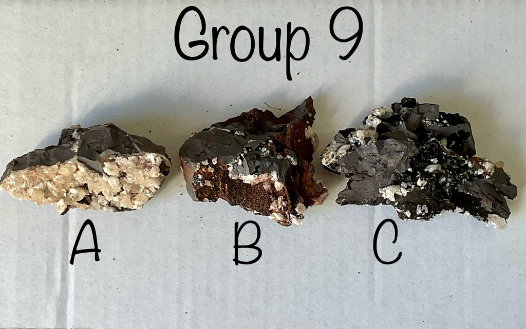 206g Diamond Calcite on Black Siderite With Red Hematite Specimen 9B