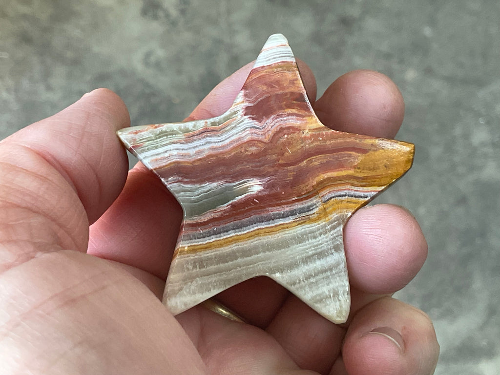 72g Green Banded Onyx (Calcite) Star 1A