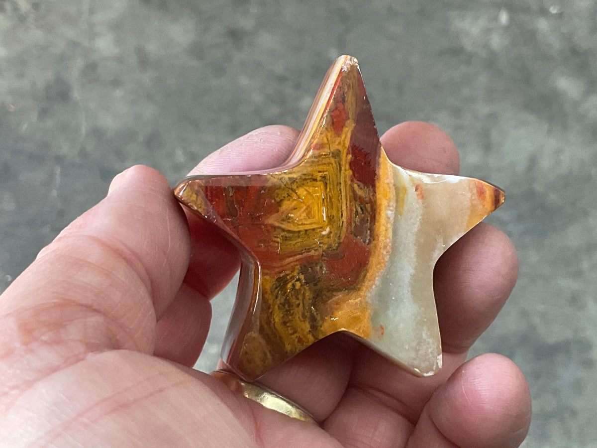 89g Green Banded Onyx (Calcite) Star 1B