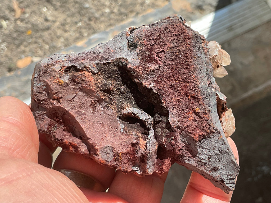 206g Diamond Calcite on Black Siderite With Red Hematite Specimen 9B