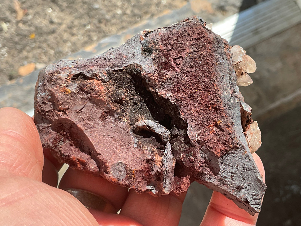 206g Diamond Calcite on Black Siderite With Red Hematite Specimen 9B