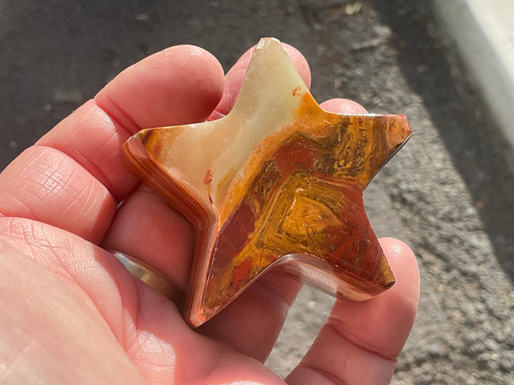 89g Green Banded Onyx (Calcite) Star 1B