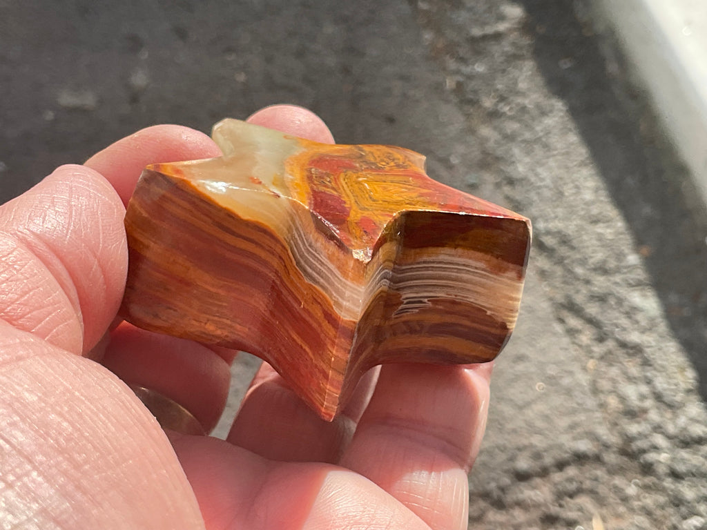 89g Green Banded Onyx (Calcite) Star 1B