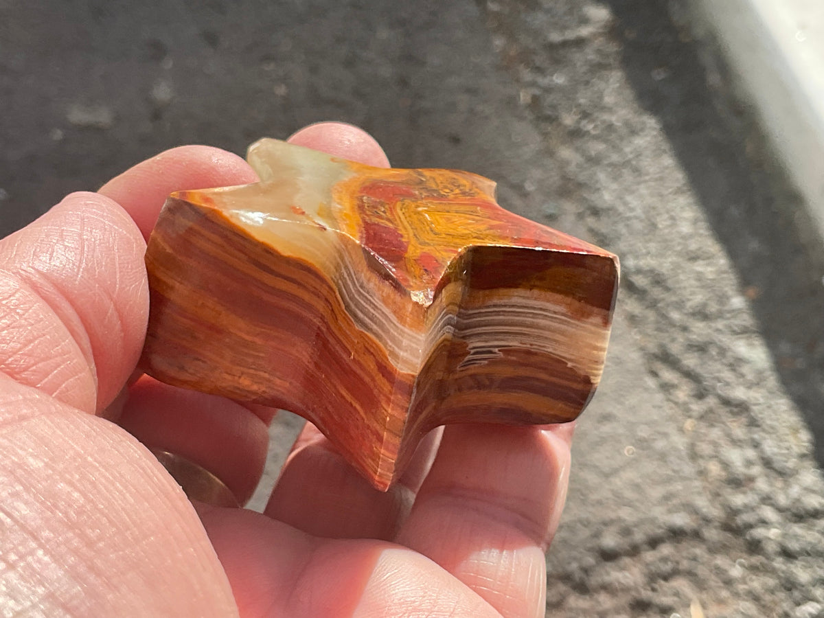 89g Green Banded Onyx (Calcite) Star 1B