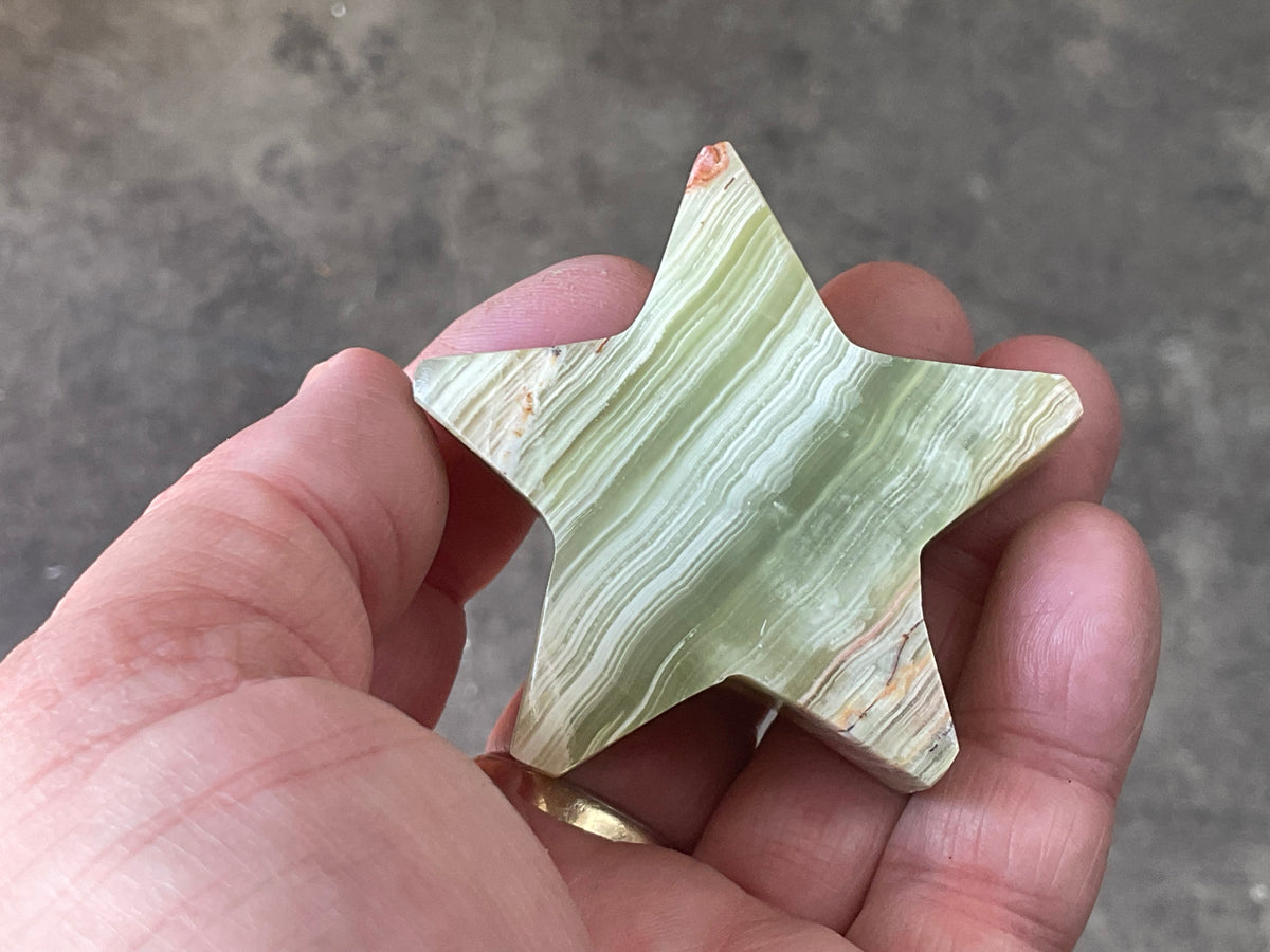 88g Green Banded Onyx (Calcite) Star 1C