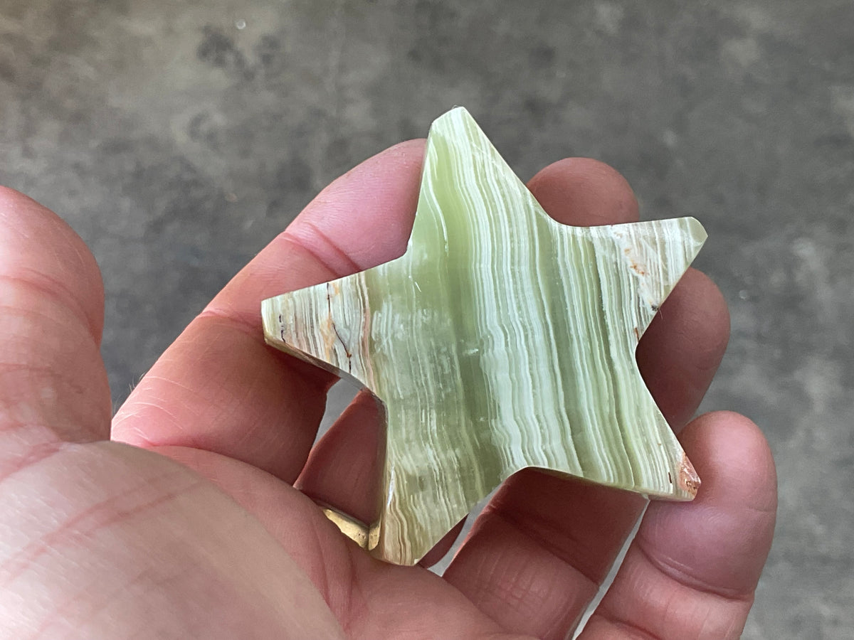 88g Green Banded Onyx (Calcite) Star 1C