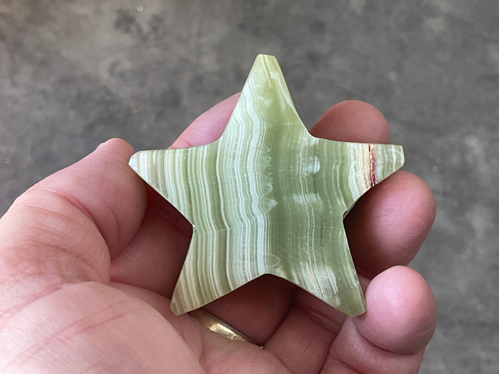 88g Green Banded Onyx (Calcite) Star 1C