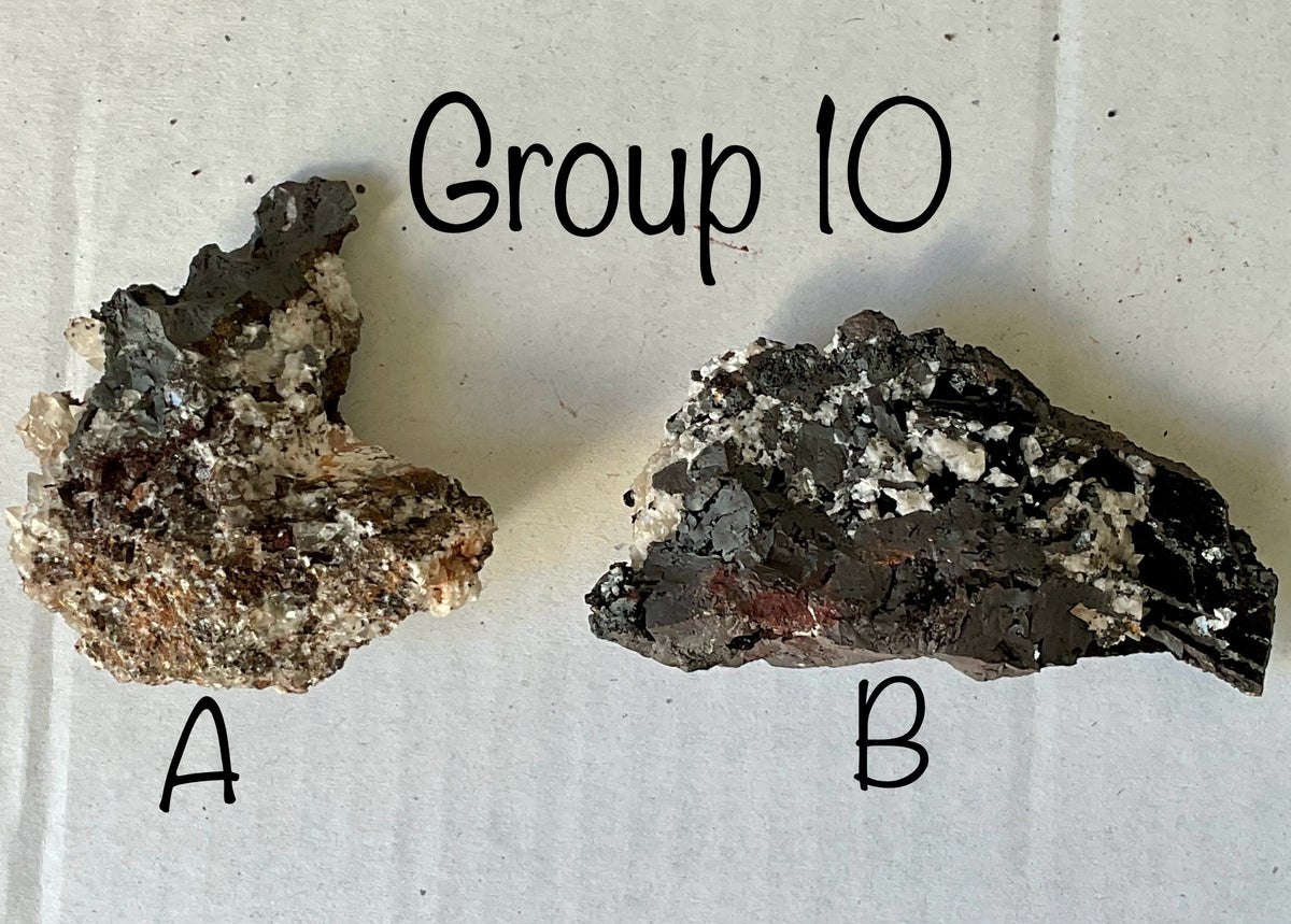 190g Diamond Calcite on Black Siderite with Red Hematite Specimen 10A