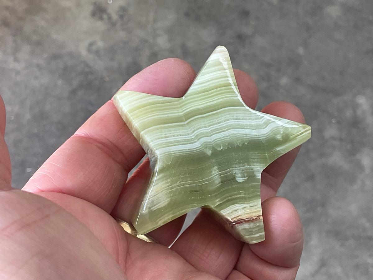 88g Green Banded Onyx (Calcite) Star 1C
