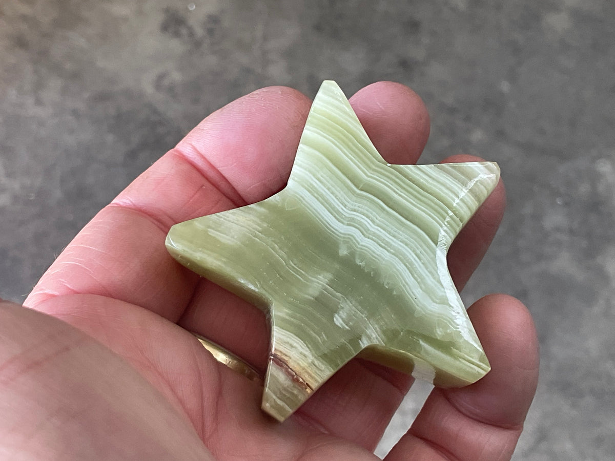 88g Green Banded Onyx (Calcite) Star 1C
