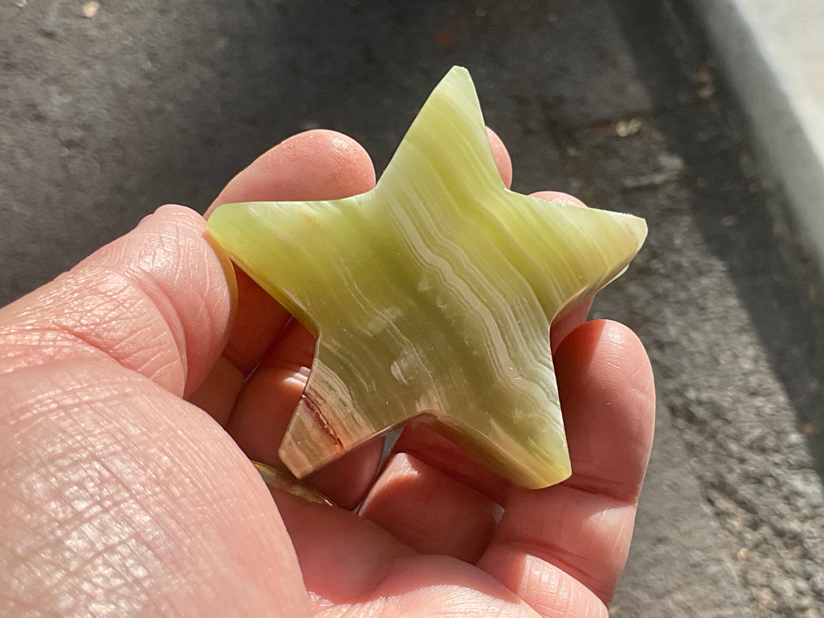 88g Green Banded Onyx (Calcite) Star 1C