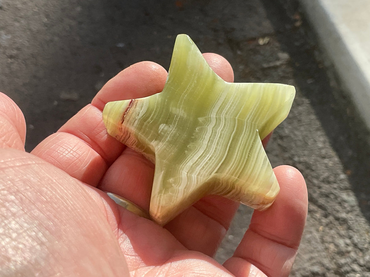 88g Green Banded Onyx (Calcite) Star 1C