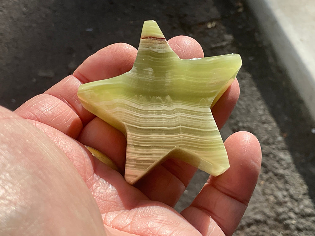 88g Green Banded Onyx (Calcite) Star 1C