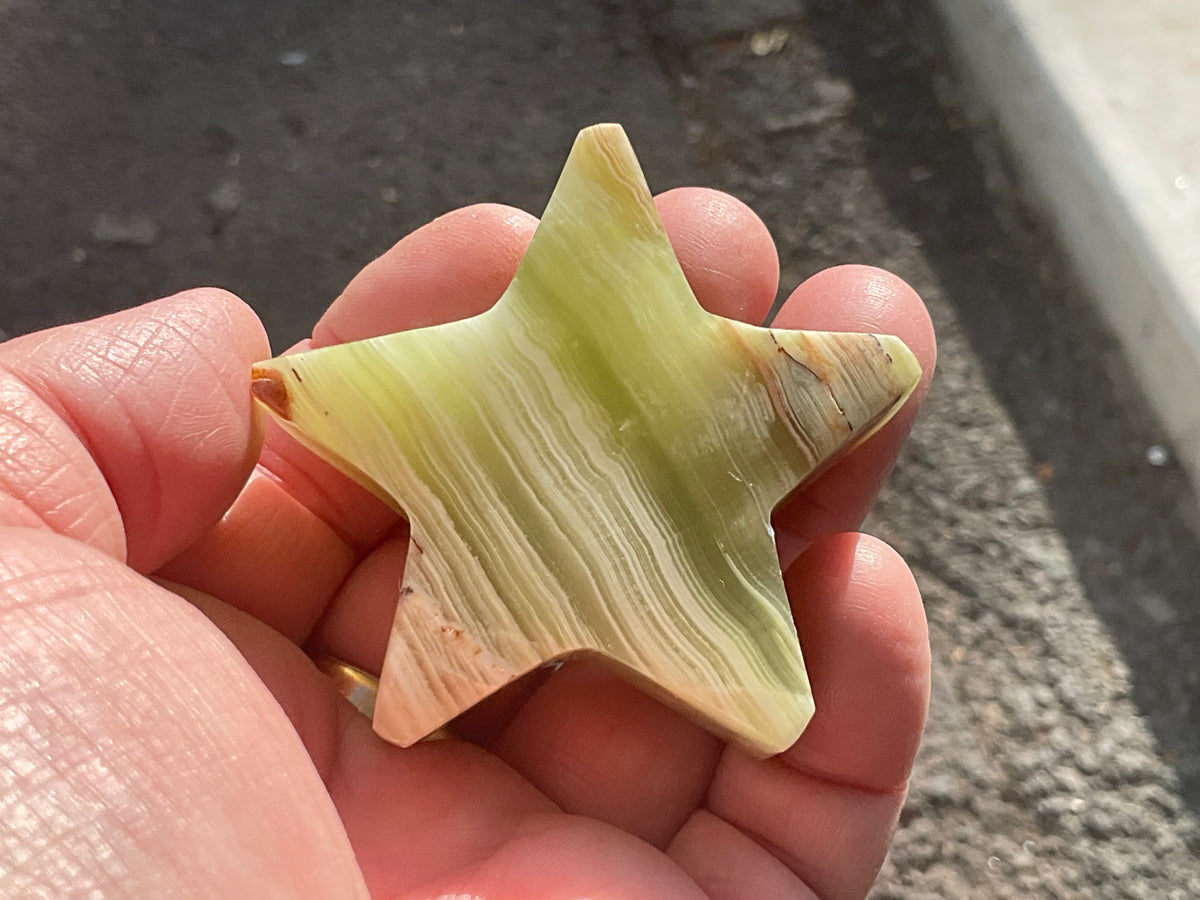 88g Green Banded Onyx (Calcite) Star 1C
