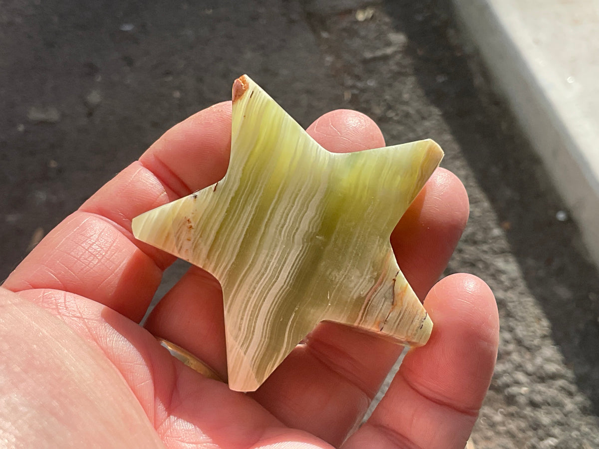 88g Green Banded Onyx (Calcite) Star 1C