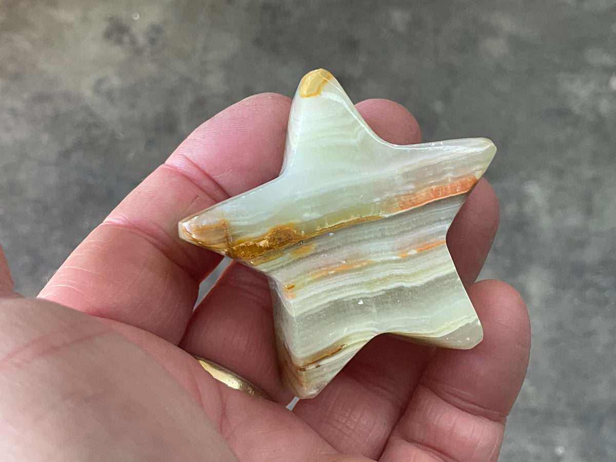 81g Green Banded Onyx (Calcite) Star 1D