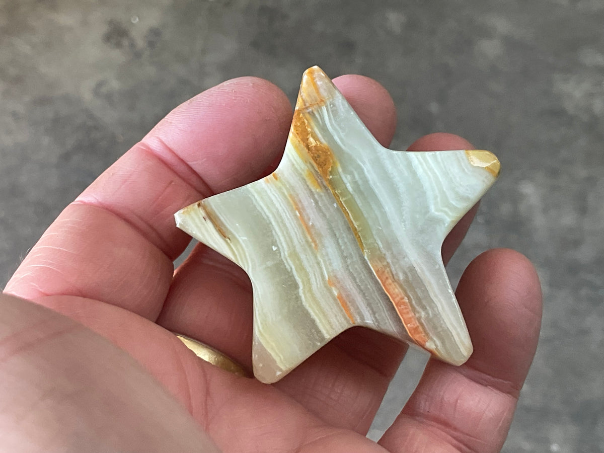 81g Green Banded Onyx (Calcite) Star 1D