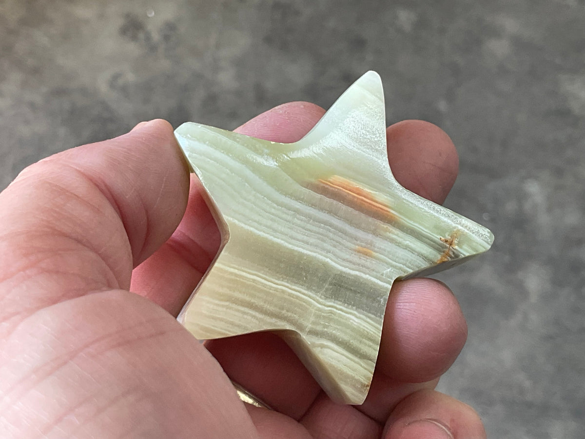 81g Green Banded Onyx (Calcite) Star 1D