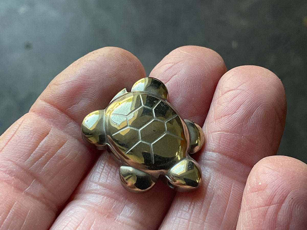 Small Pyrite Carved Turtle