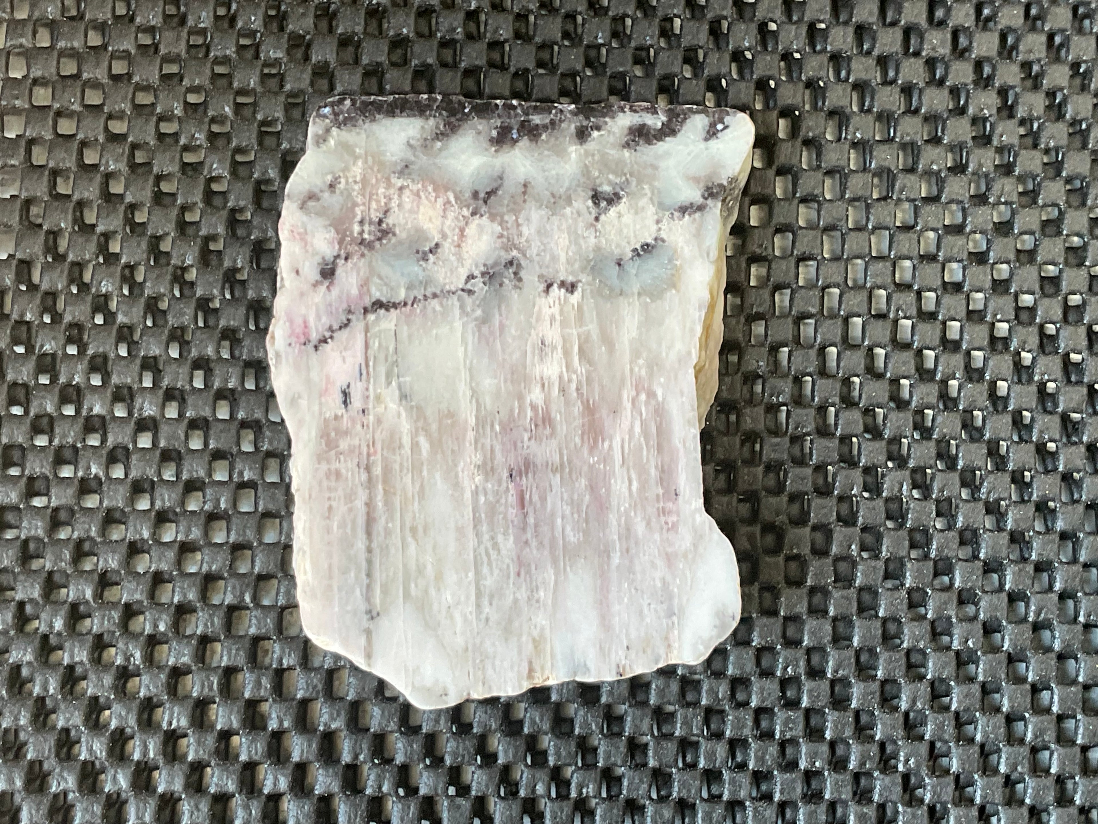 208g Pink Petalite Polished Slab with Lepidolite Crust